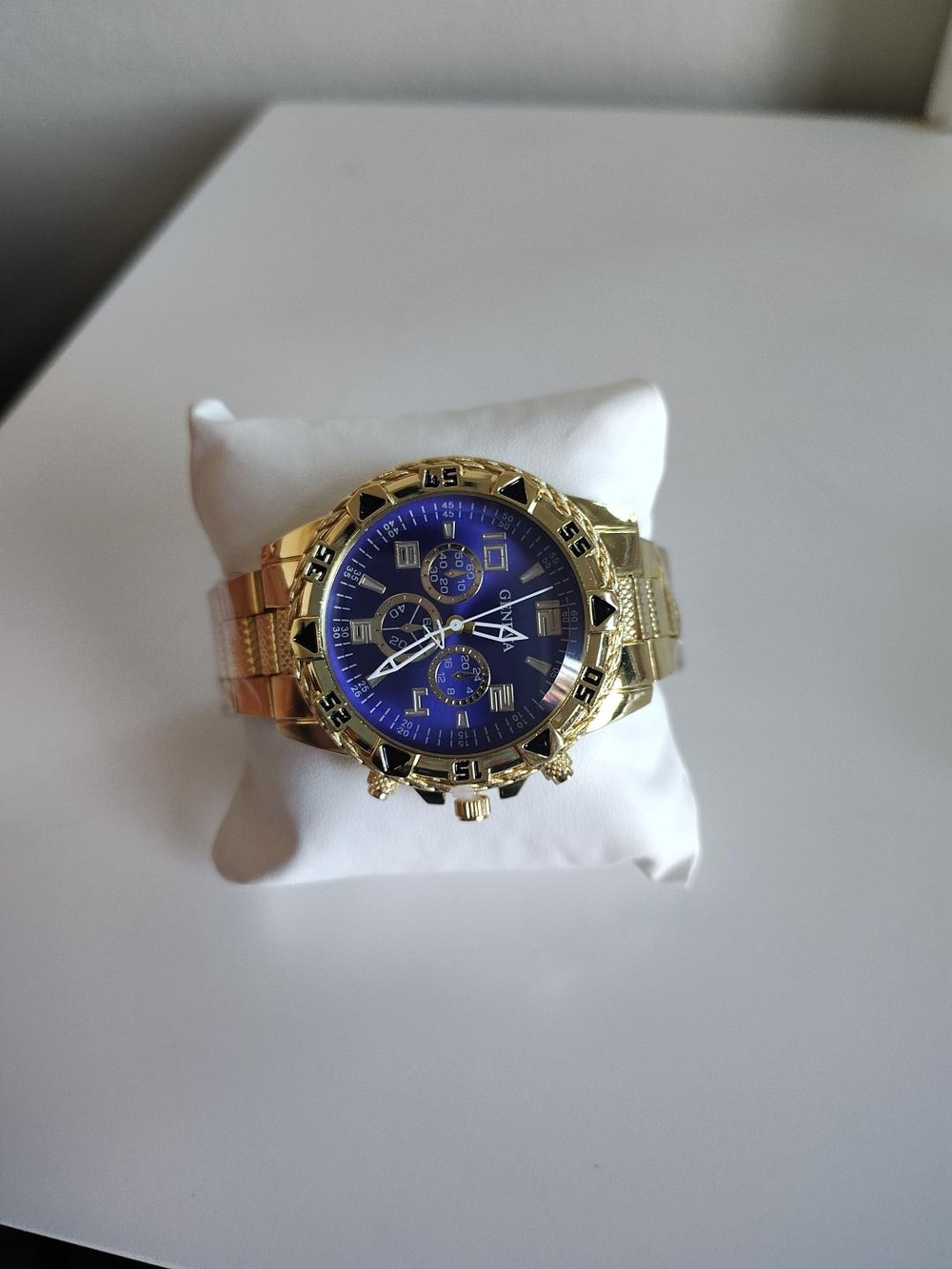 Geneva Gold-tone Men's Watch with Blue Dial